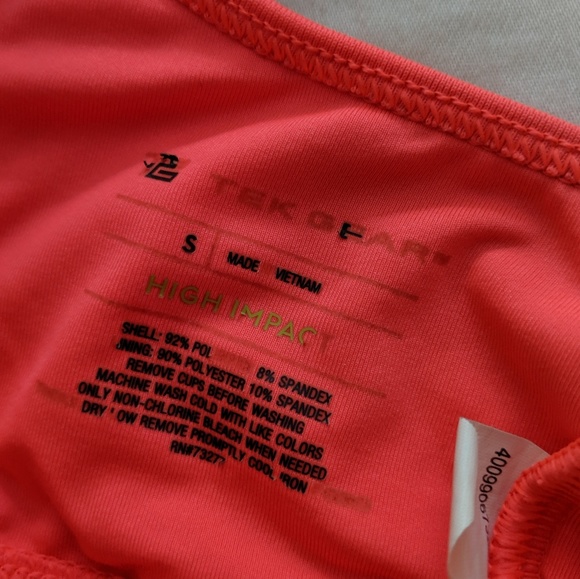 Bright Orange Tek Gear Sports Bra - Picture 2 of 4